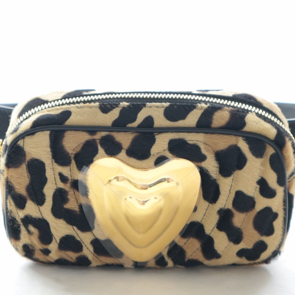 Escada Fur and Leather Leopard Print Belt Bag Fantasy